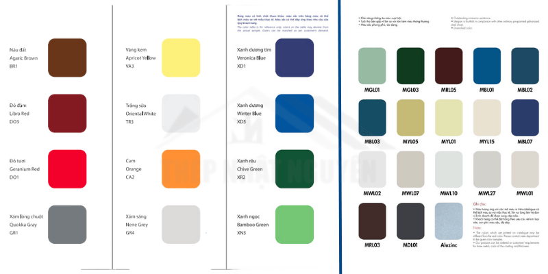 bảng màu tôn hoa sen