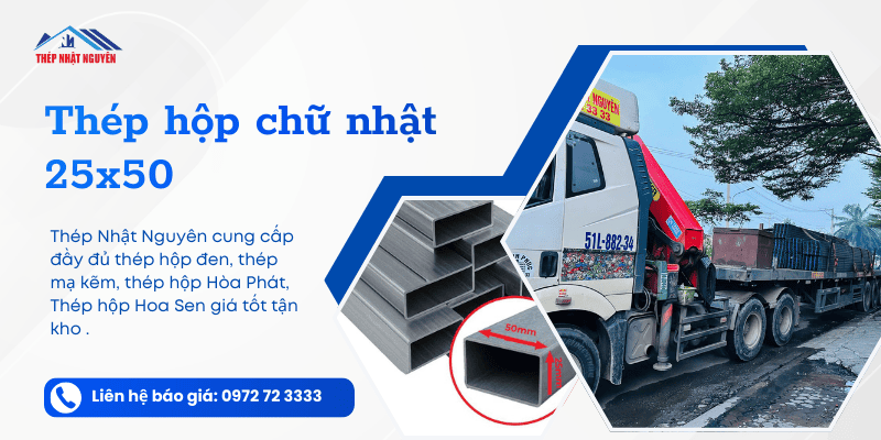 banner thép hộp chữ nhật 25x50