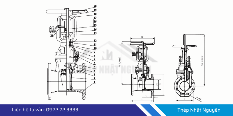 cấu tạo van cổng ty chìm tín hiệu điện