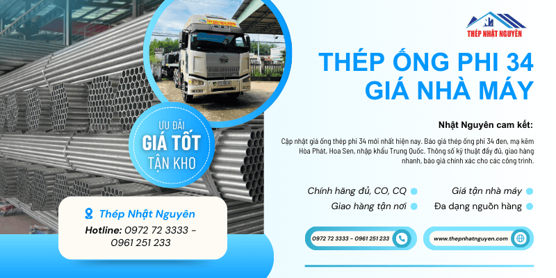Ống thép phi 34 chính hãng giá cực tốt
